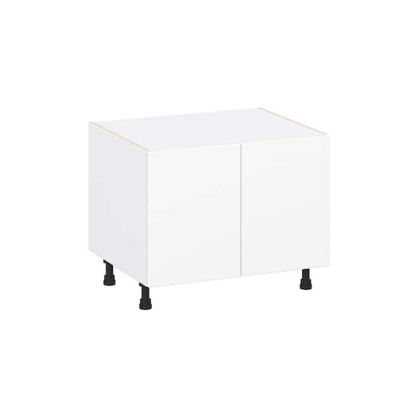 Timberline 30 in. W x 24 in. D x 34.5 in. H Assembled Slab Apron Front Sink Base Kitchen Cabinet in Bright White