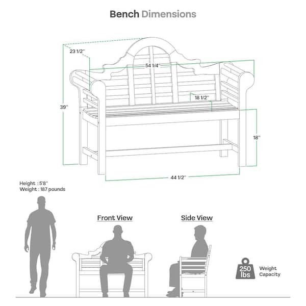 Cambridge Casual 4 ft. Premium Indonesia Isla Teak Wood Outdoor