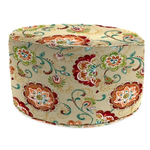 24 in. D x 13.5 in. H Round Outdoor Pouf Ottoman in Fanfare Sonoma