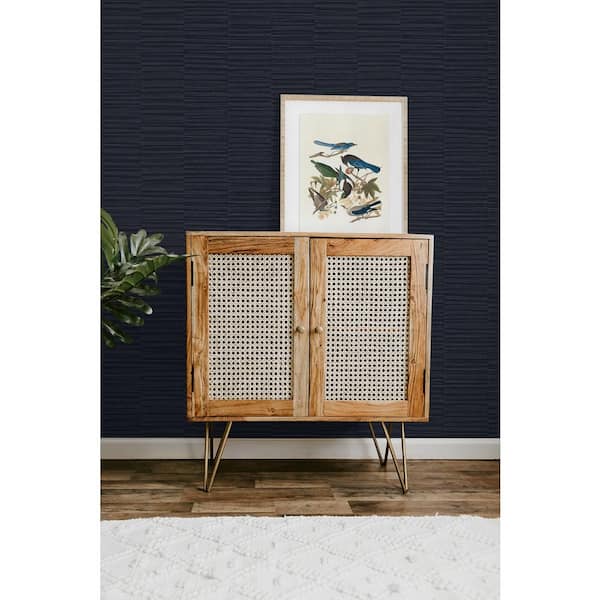 60.75 sq. ft. Midnight Blue Forssa Embossed Vinyl Unpasted Wallpaper Roll