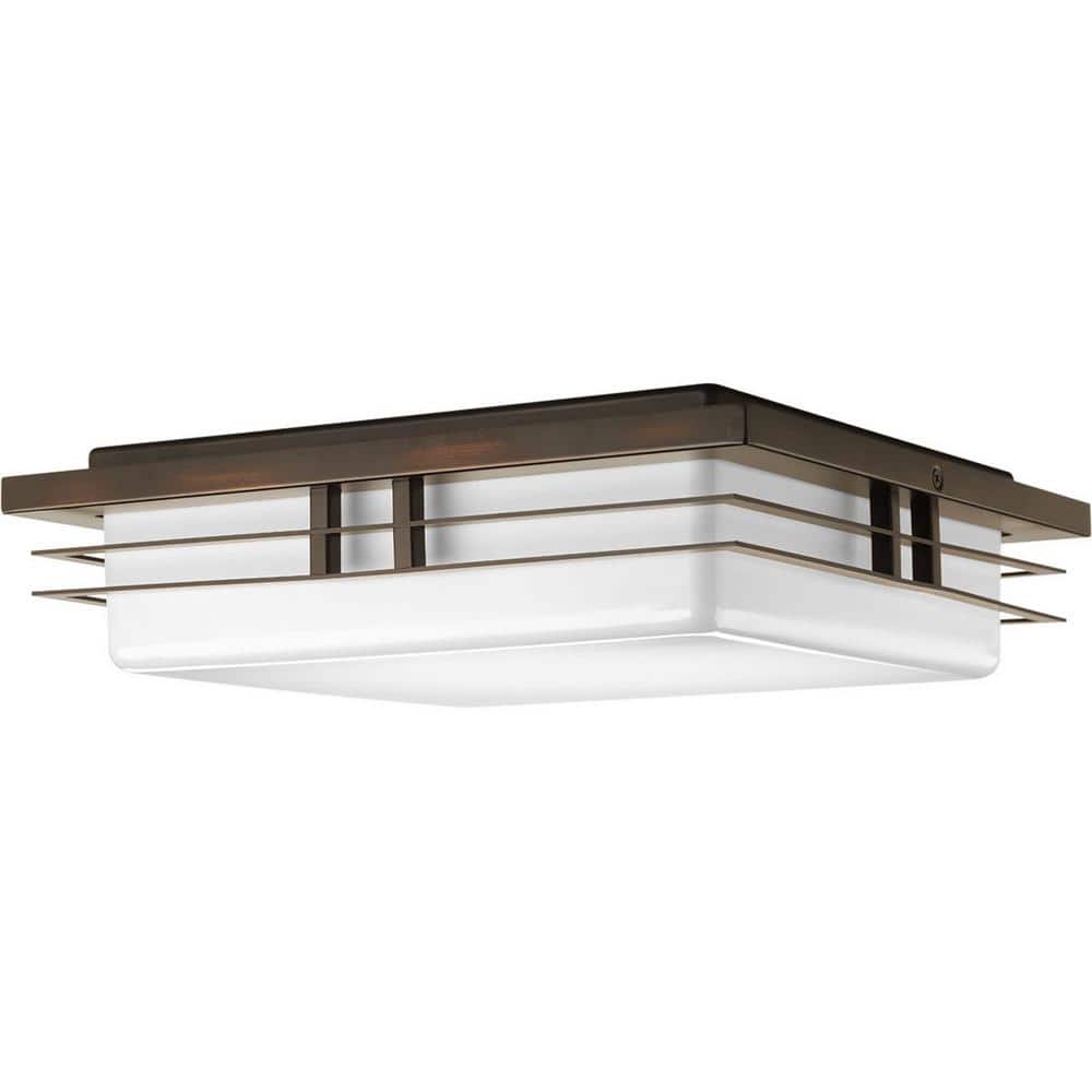 Antique Bronze 14'' LED Flush Mount Light with Acrylic Shade