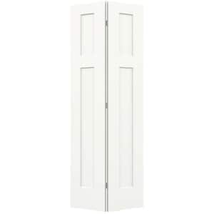 32 in. x 80 in. Craftsman White Painted Smooth Molded Composite Closet Bi-fold Door