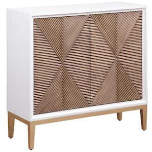 Gretchen Distressed White and Brown 35 in. Accent Cabinet with One Shelf