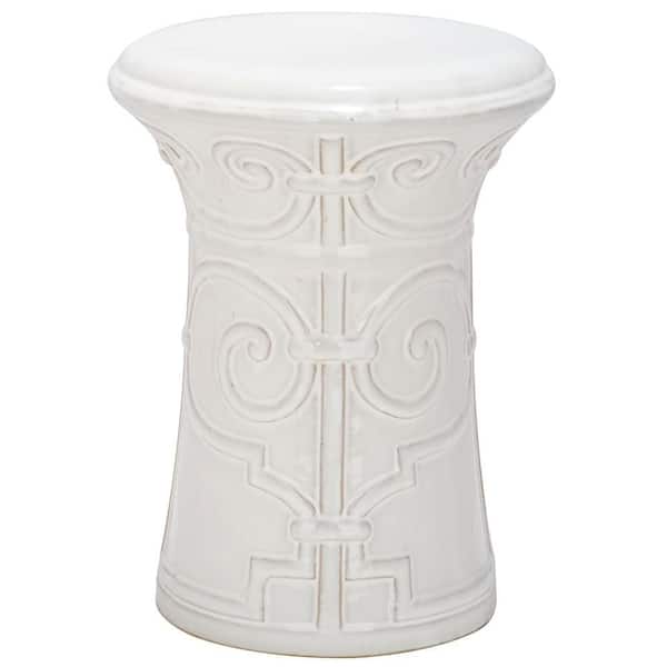 SAFAVIEH Imperial Scroll White Ceramic Garden Stool