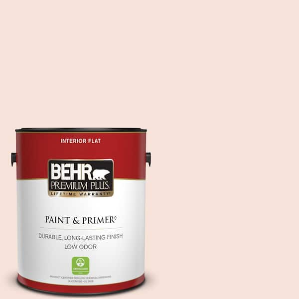 BEHR PREMIUM PLUS 1 gal. #210C-1 Angel Blush Flat Low Odor Interior Paint & Primer