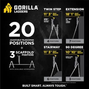 18 ft. Reach MPXW Aluminum Multi-Position Ladder with Wheels, 375 lb. Load Capacity Type IAA Duty Rating