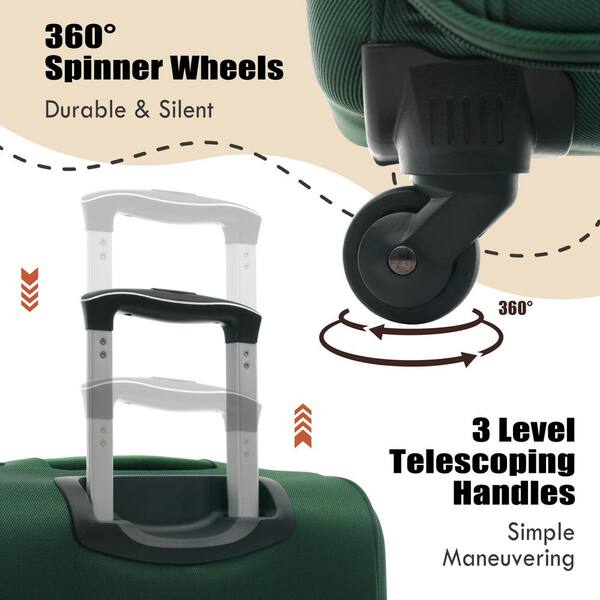 Merax 3-Piece Dark Green Expandable Polyester Softshell Spinner