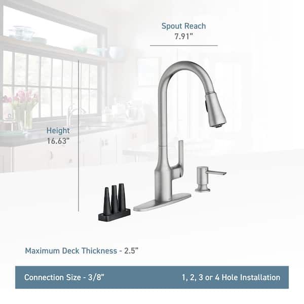 Moen Milton Single Handle Pull Down Sprayer Kitchen Faucet With Reflex And Power Clean Attachments In Mediterranean Bronze 87114brb The Home Depot - Moen Wall Mount Kitchen Faucet With Sprayer
