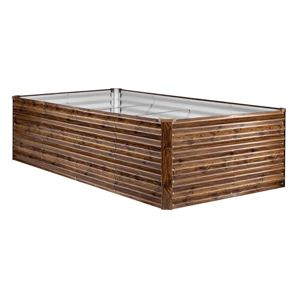 8 ft x 4 ft x 2 ft Brown Galvanized Raised Garden Bed Metal Planter Box Kit with Deep Wood Grain price history on PriceWatchPro