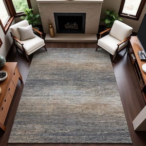 Mayfield Premium Machine Washable Abstract AMF1264 Pewter 8 ft. x 10 ft. Area Rug