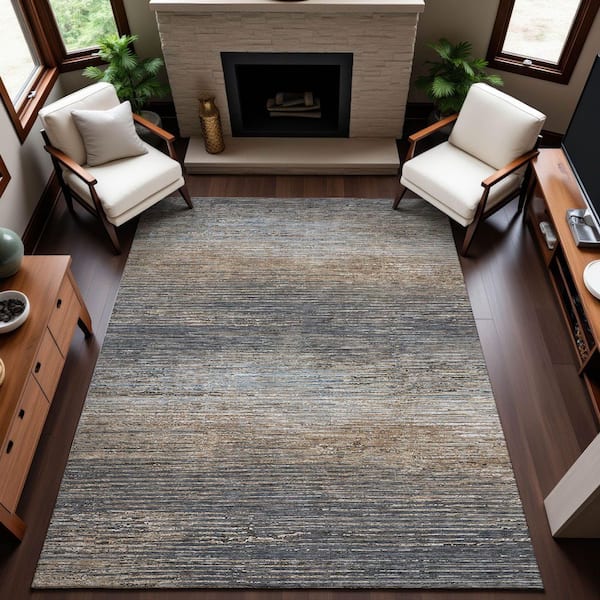 Mayfield Premium Machine Washable Abstract AMF1264 Pewter 8 ft. x 10 ft. Area Rug
