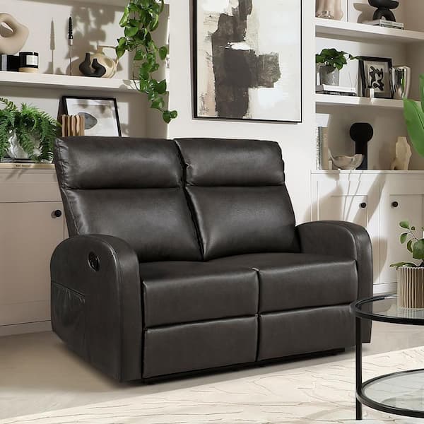 Lazzara Glendale 50 in. W Espresso Faux Leather Manual Double