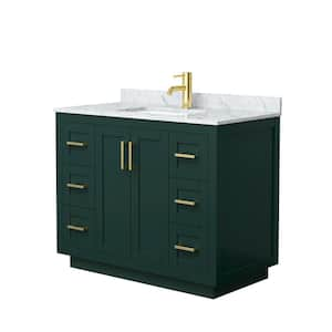 Miranda 42 in. W x 22 in. D x 33.75 in. H Single Bath Vanity in Green with White Carrara Marble Top