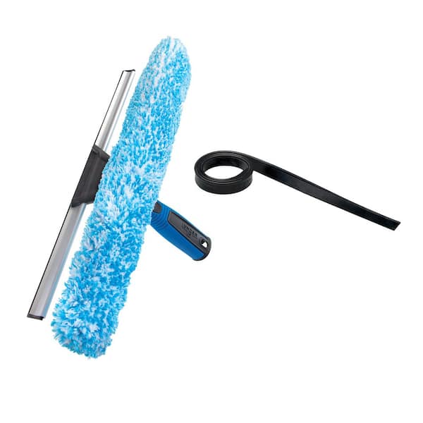 14 in. 2-in-1 Window Cleaner Squeegee & Scrubber Combi and Replacement Rubber