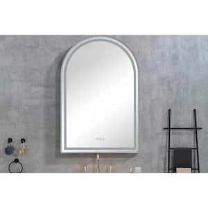 26 in. W x 39 in. H Arched Framed LED Anti-Fog Wall Bathroom Vanity Mirror in Chrome