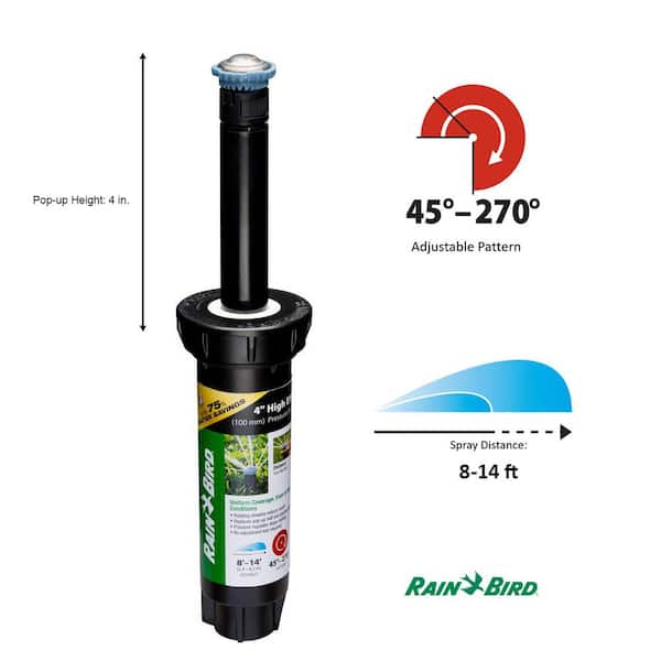 Rain Bird 8SA 4 in. Pop-Up Rotary PRS Sprinkler, 45-270 Degree Pattern,  Adjustable 8-14 ft. 8SAPROPR - The Home Depot