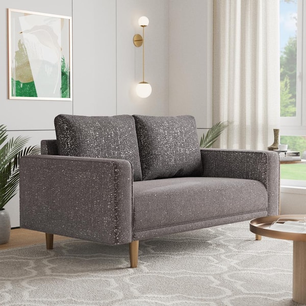 Furniture of America Megan 63.5 in. Gray Boucle Polyester Fabric Modern 2-Seater Loveseat With Pocket Coil Cushions