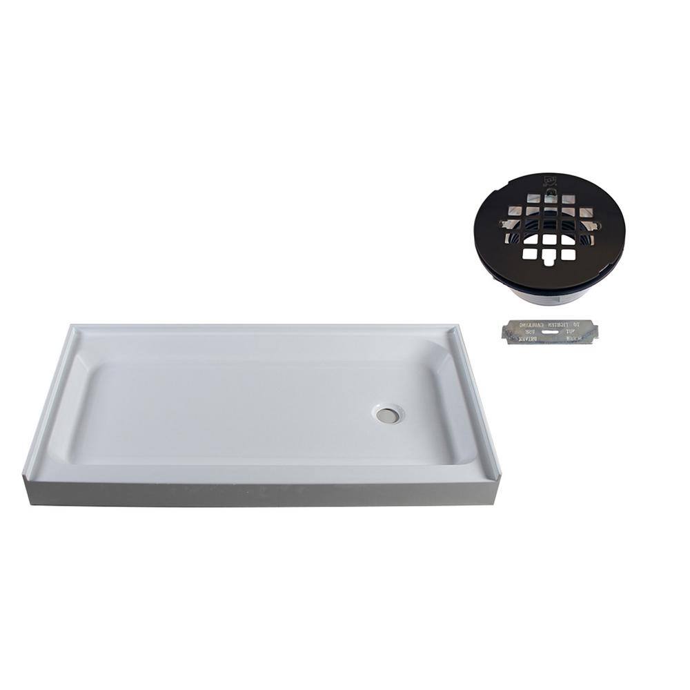 60 in. x 34 in. Single Threshold Alcove Shower Pan Base with Right Hand Plastic Drain in Oil Rubbed Bronze price history on PriceWatchPro