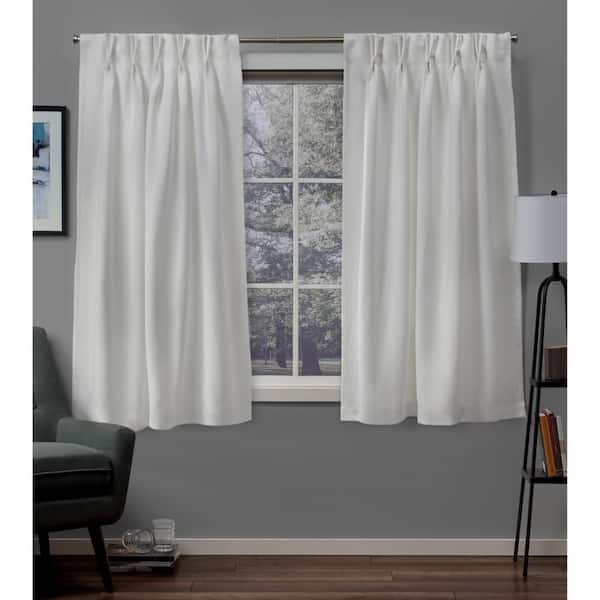 EXCLUSIVE HOME Vanilla Sateen Solid 30 in. W x 63 in. L Noise Cancelling Thermal Pinch Pleat Blackout Curtain (Set of 2)