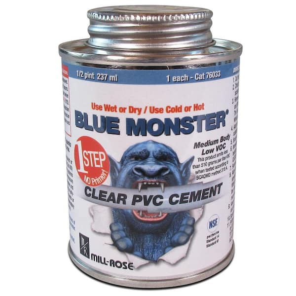 Blue Monster 8 oz. Clear 1 Step PVC Cement