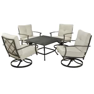 Marlowe Swivel 5-Piece Chat Set with Gray Cushions