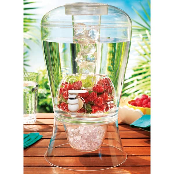 Home Essentials Acrylic 2 Gal. Beverage Dispenser Ice and Fruit Infuser