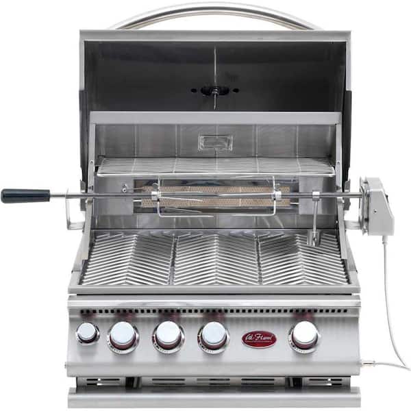 Cal Flame 3-Burner Built-In Stainless Steel Propane Gas Grill with Infrared Rotisserie