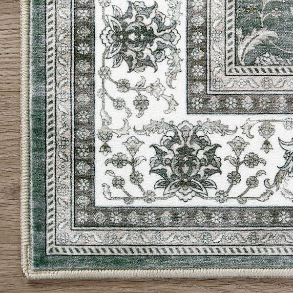 Finley Dusty Green 2 ft. x 6 ft. Woven Oriental Polyester 2-Piece Set Area Rug