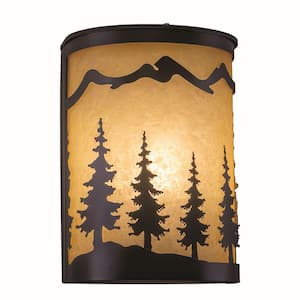 Yosemite 1-Light Bronze Rustic Tree Flush Indoor Outdoor Wall Sconce