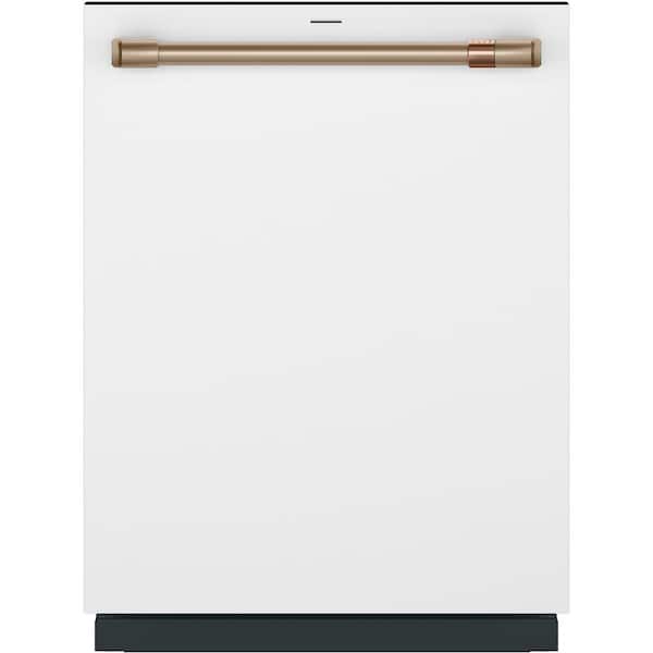 Cafe 24 in. Built-In Smart Top Control Dishwasher in Matte White with Stainless Tub, Interior Lighting, 39 dBA