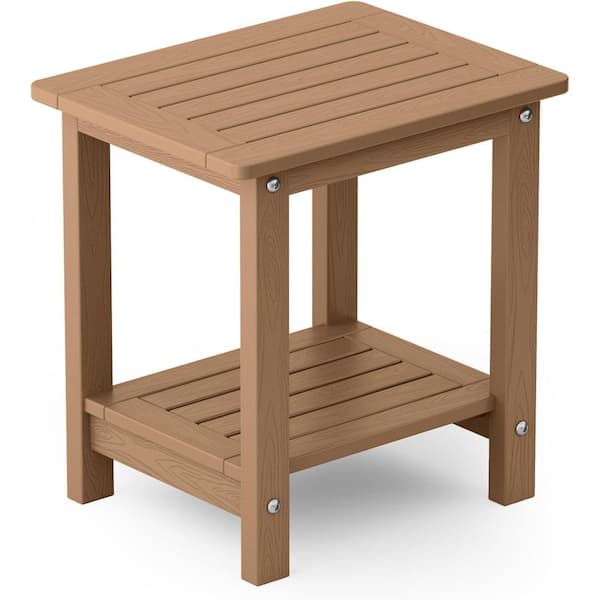 Mximu 16.73 in. H Teak Square Double Layer Plastic Adirondack Outdoor Side Table