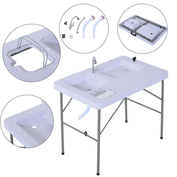 Portable Camping Sink Outdoor Table for Fish Cleaning Prepping Washing  Backyard 