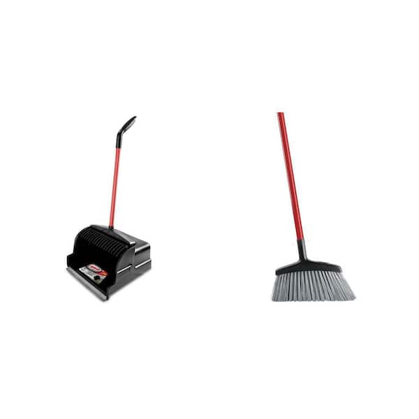 16 in. High Power Large Scoop Upright Dustpan and 15 in. Rough Surface Angle Broom with Steel Handle Combo
