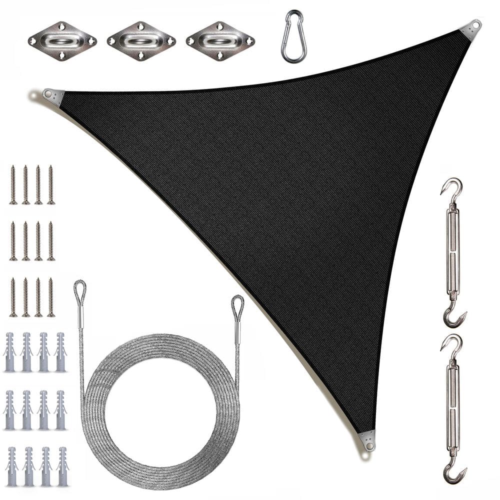 Super Ring 26 ft. x 26 ft. x26ft. Triangle Sun Shade Sail with Hardware Kit and Cable-Black price history on PriceWatchPro