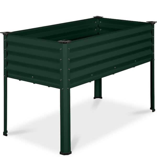 Best Choice Products 48 in. x 24 in. x 30 in. Dark Green Rectangle Galvanized Steel Raised Garden Bed Planter Box