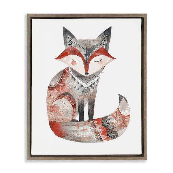 Stupell Industries Scandinavian Style Fox by LSR Design Studio Brown Floater Frame Animal Graphic Art Print 21 in. x 17 in.