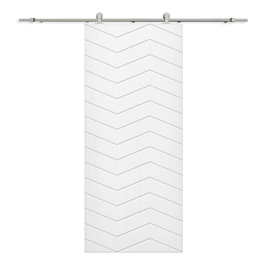 24 in. x 84 in. White Painted Composite MDF Paneled Interior Sliding Barn Door with Hardware Kit price history on PriceWatchPro
