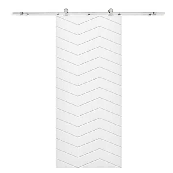 CALHOME 42 in. x 80 in. White Painted Composite MDF Paneled Interior Sliding Barn Door with Hardware Kit