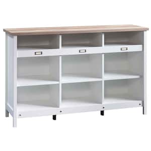 Adept 59 in. Soft White Standard Rectangle Wood Console Table with Storage