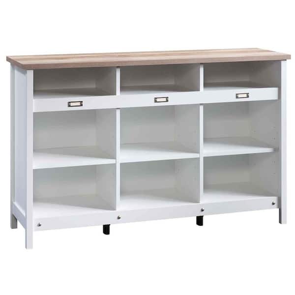 SAUDER Adept 59 in. Soft White Standard Rectangle Wood Console Table with Storage