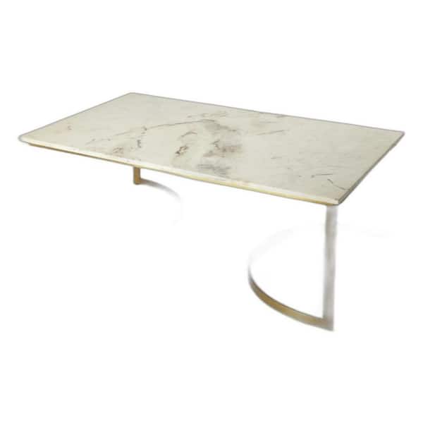 HomeRoots 47.5 in. Dark Taupe Rectangle Marble Coffee Table