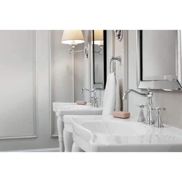 Weymouth Chrome 8 in. Widespread 2-Handle High-Arc Bathroom Faucet, Valve Included