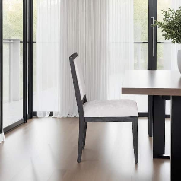 Kizie Black and White Fabric Upholstered Back, Solid Back Dining Side Chair (Set of 2)