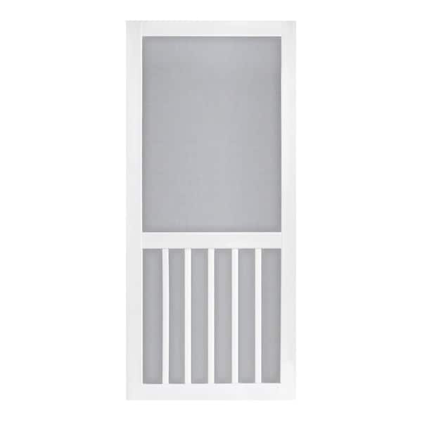 Screen Tight 30 in. x 80 in. Solid Vinyl White 5-Bar Screen Door