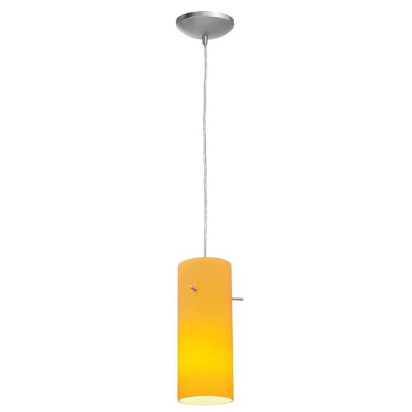 Access Lighting 1-Light Pendant Brushed Steel Finish Amber Glass-DISCONTINUED