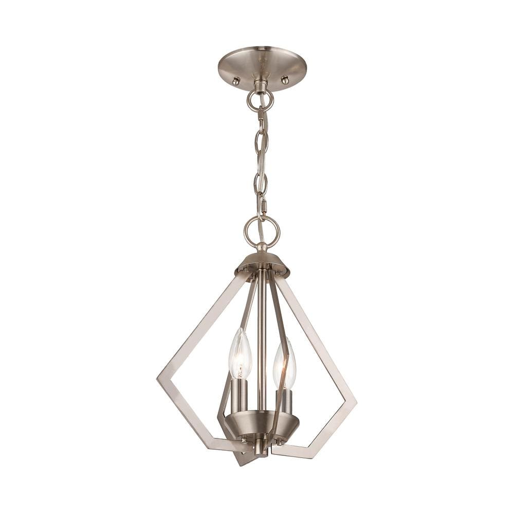 Brushed Nickel Mini Geometric 2-Light Chandelier