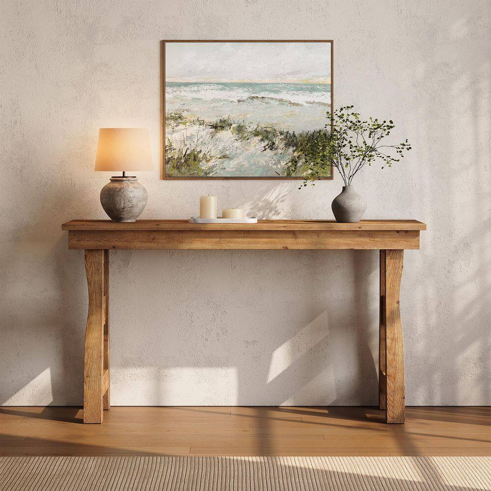 Turrella 59in. Rectangle Brown Solid Wood Farmhouse Behind Sofa Entryway Long Couch Wall Console Table Industrial Simple price history on PriceWatchPro