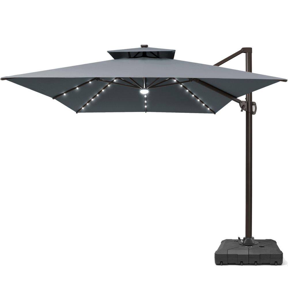 2-Tier 13.5 ft. x10 ft. Rectangular Aluminum 360° Rotation Solar LED Cantilever Patio Umbrella in Gray and 260 lbs. Base price history on PriceWatchPro