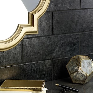 Piston Camp Black 4 in. x 12 in. Matte Ceramic Wall Tile (10.97 sq. ft./Case)