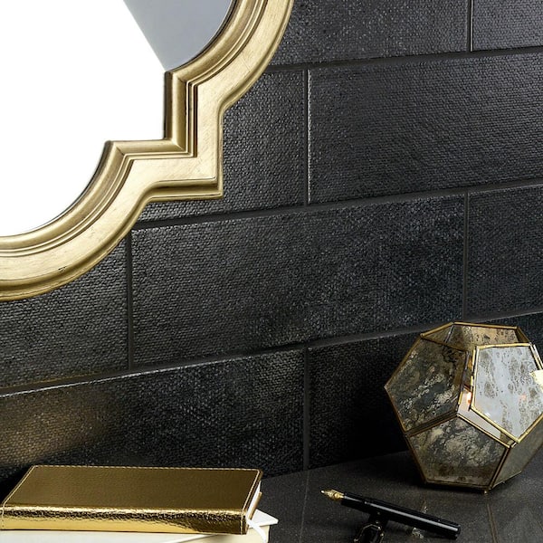 Piston Camp Black 4 in. x 12 in. Matte Ceramic Wall Tile (10.97 sq. ft./Case)